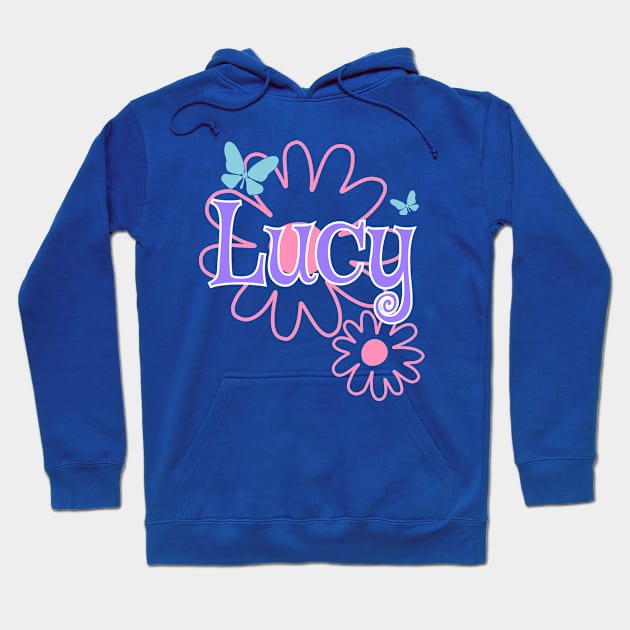 Lucy Girls Name Daisy Butterflies Hoodie by xsylx